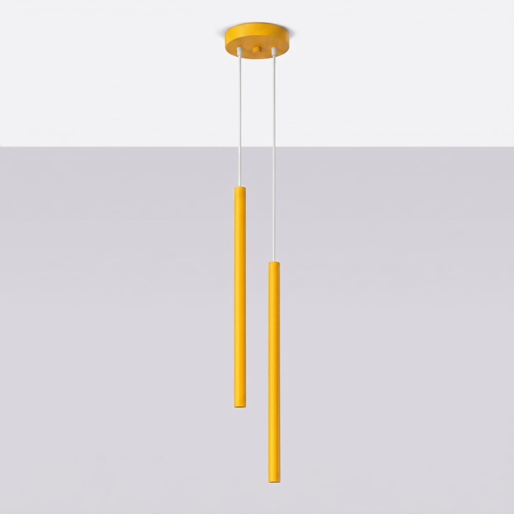 Lampe suspendues acier jaune h 118 cm — vue 3