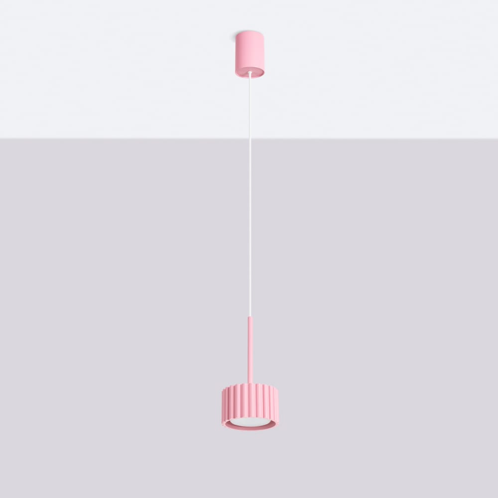 Lampe suspendues aluminium rose h 125 cm — vue 3