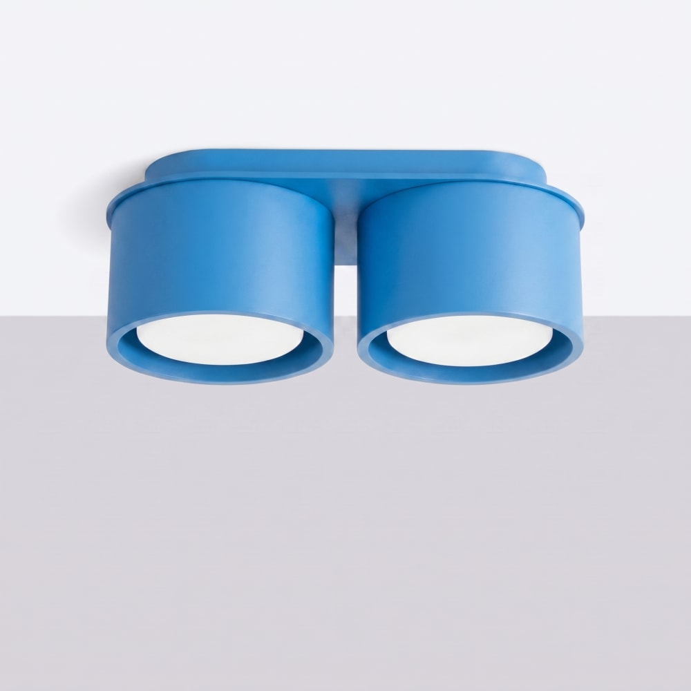 Plafonniers aluminium bleu clair h 8 cm — vue 3