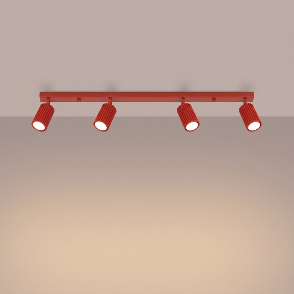 Plafonniers aluminium rouge h 16.5 cm — vue 4