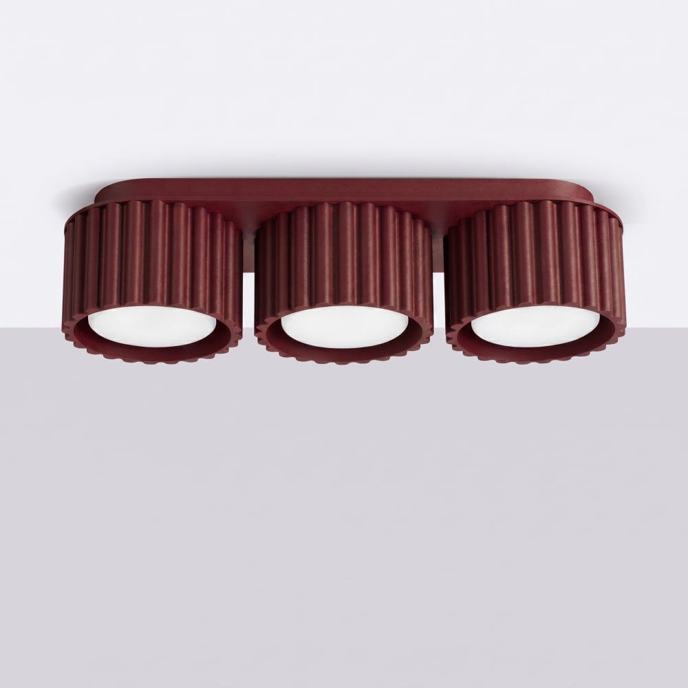 Plafonniers aluminium bordeaux h 8 cm — vue 3
