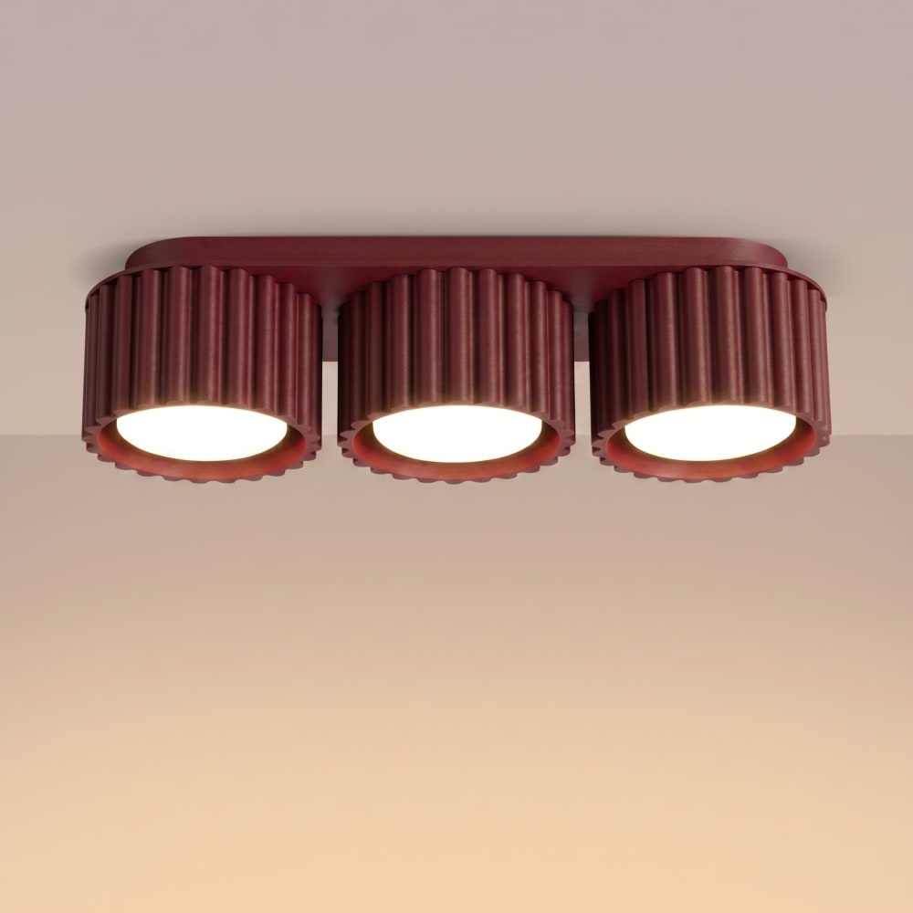Plafonniers aluminium bordeaux h 8 cm — vue 4