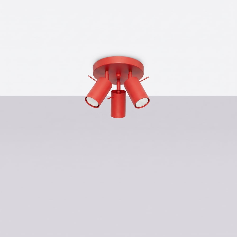 Plafonniers acier rouge h 14.5 cm — vue 3