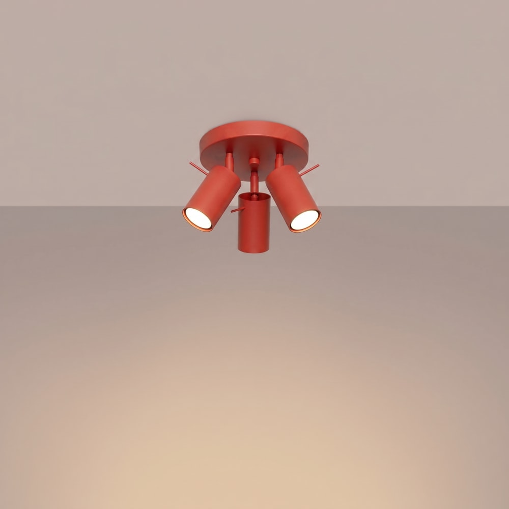 Plafonniers acier rouge h 14.5 cm — vue 4