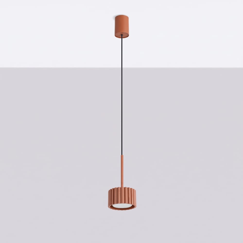 Lampe suspendues aluminium ocre rouge h 125 cm — vue 3