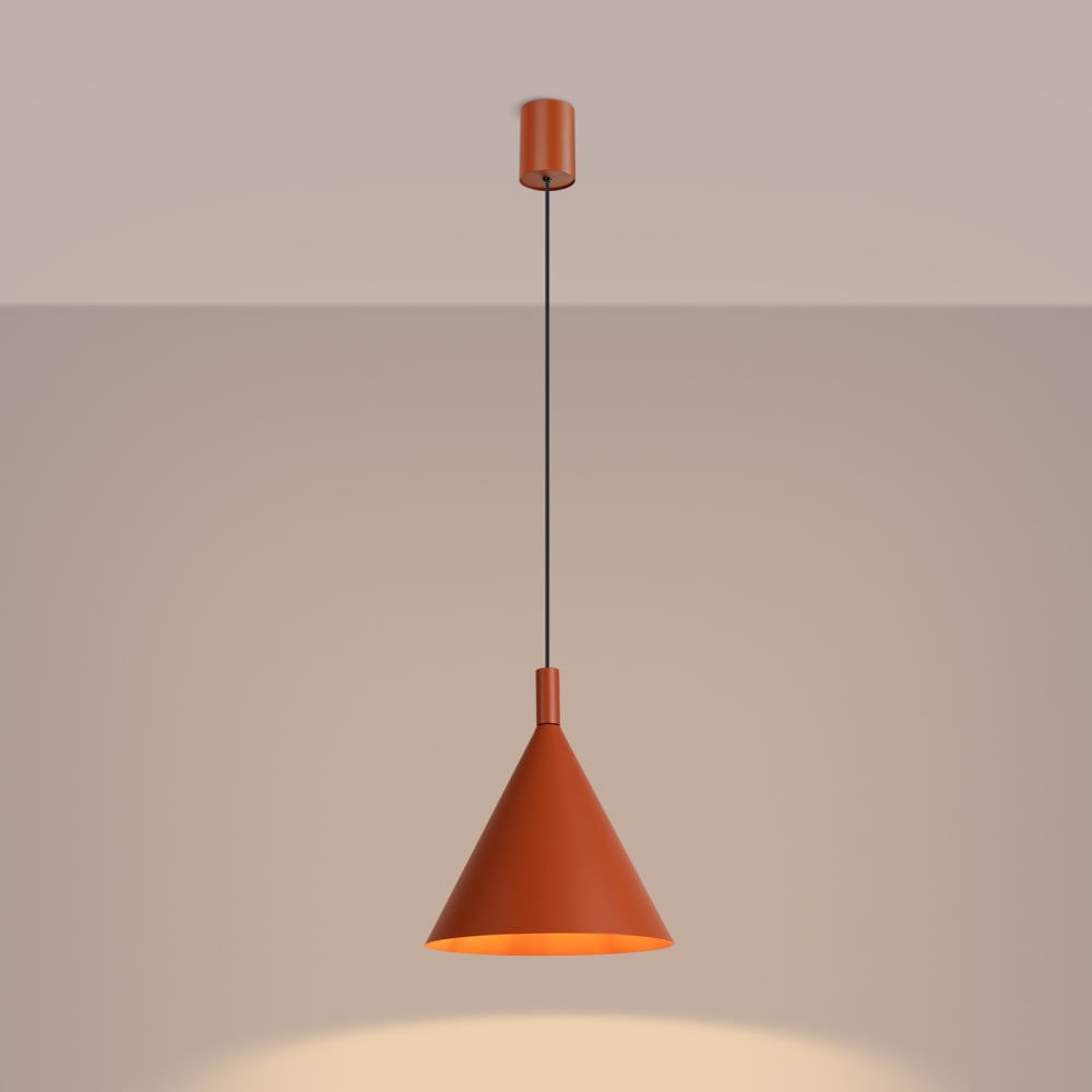 Lampe suspendues acier ocre rouge h 140 cm — vue 4