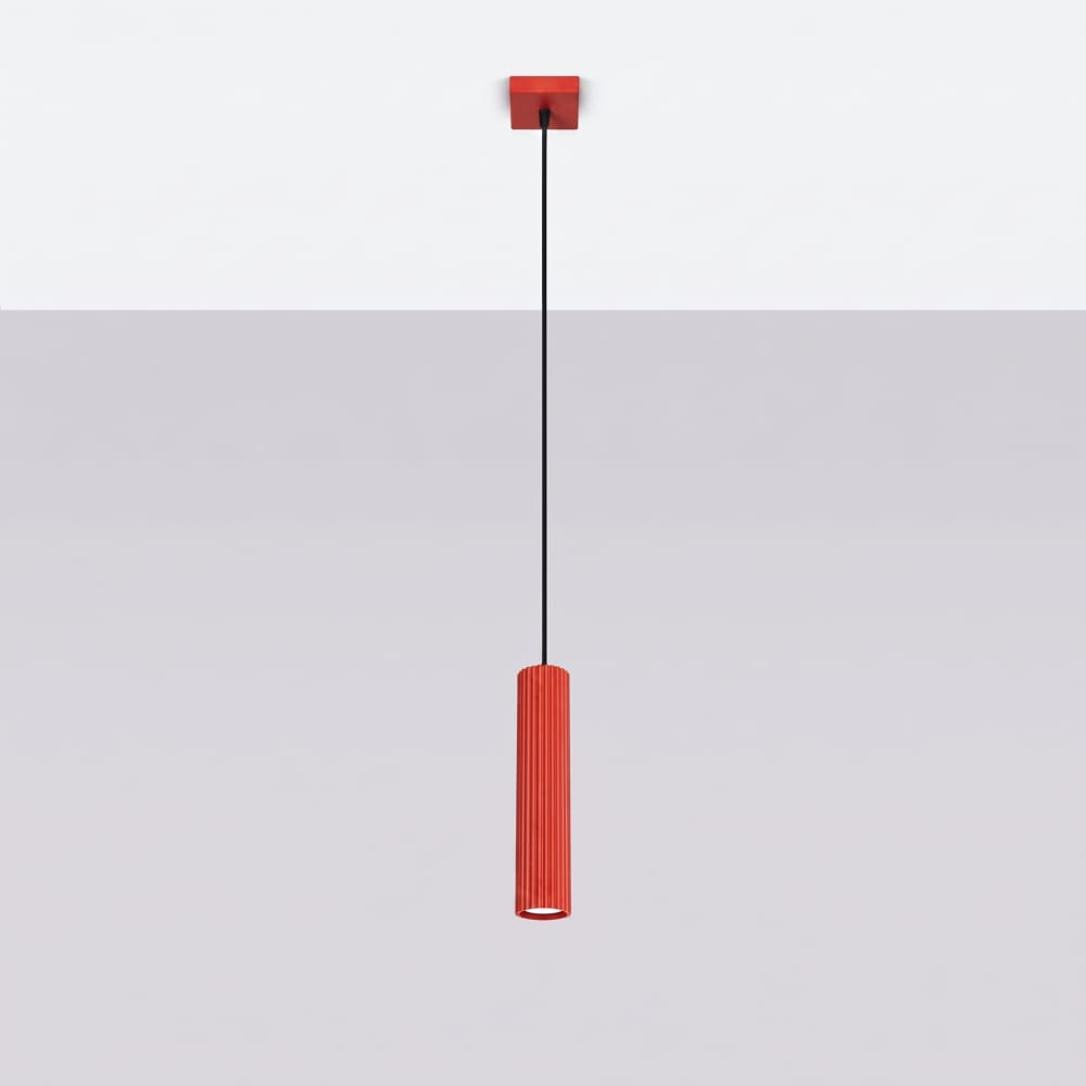 Lampe suspendues aluminium rouge h 118 cm — vue 3
