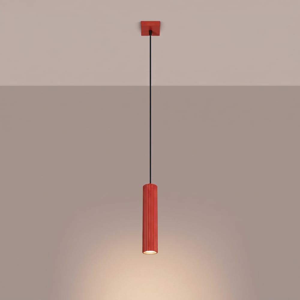 Lampe suspendues aluminium rouge h 118 cm — vue 4