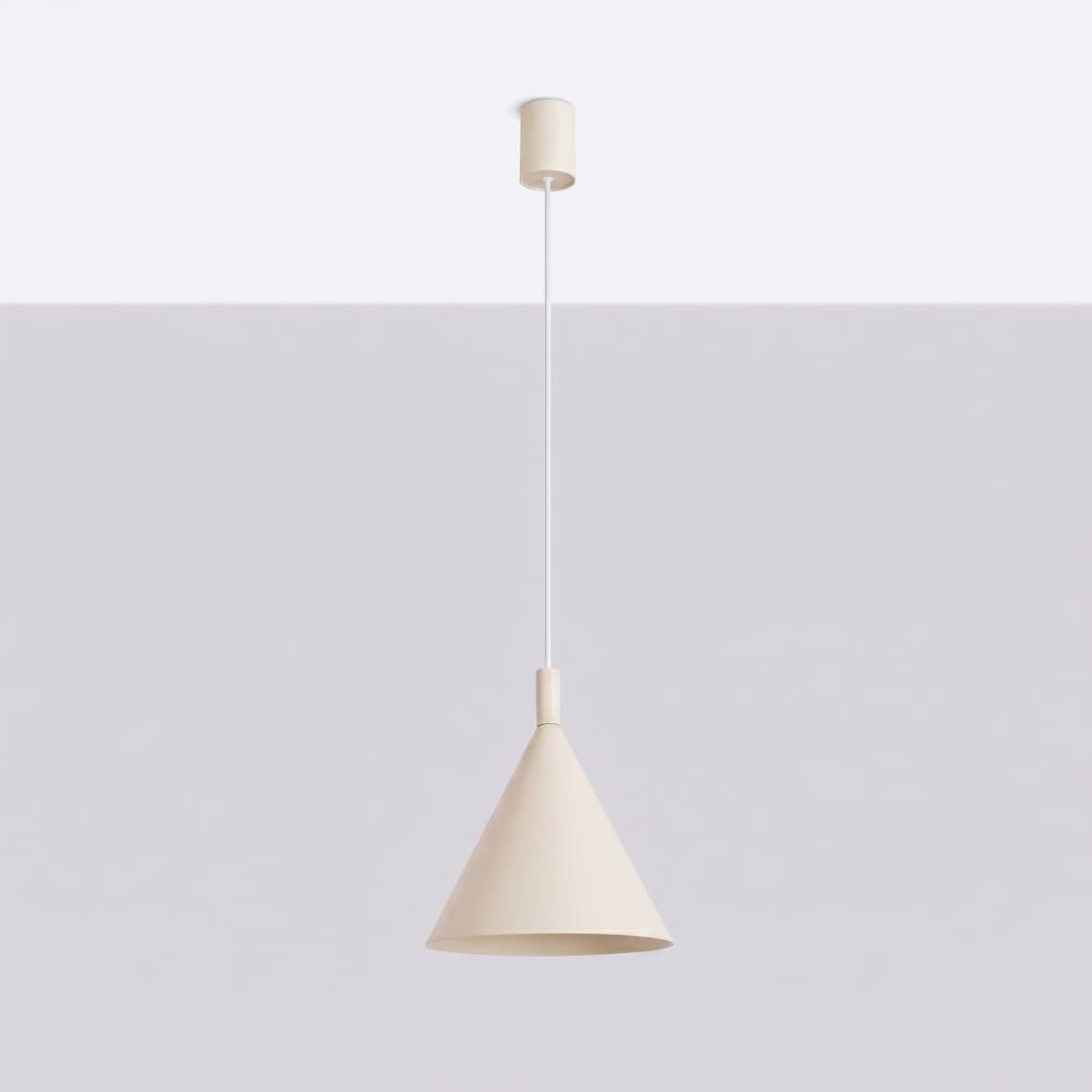 Lampe suspendues acier beige h 140 cm — vue 3