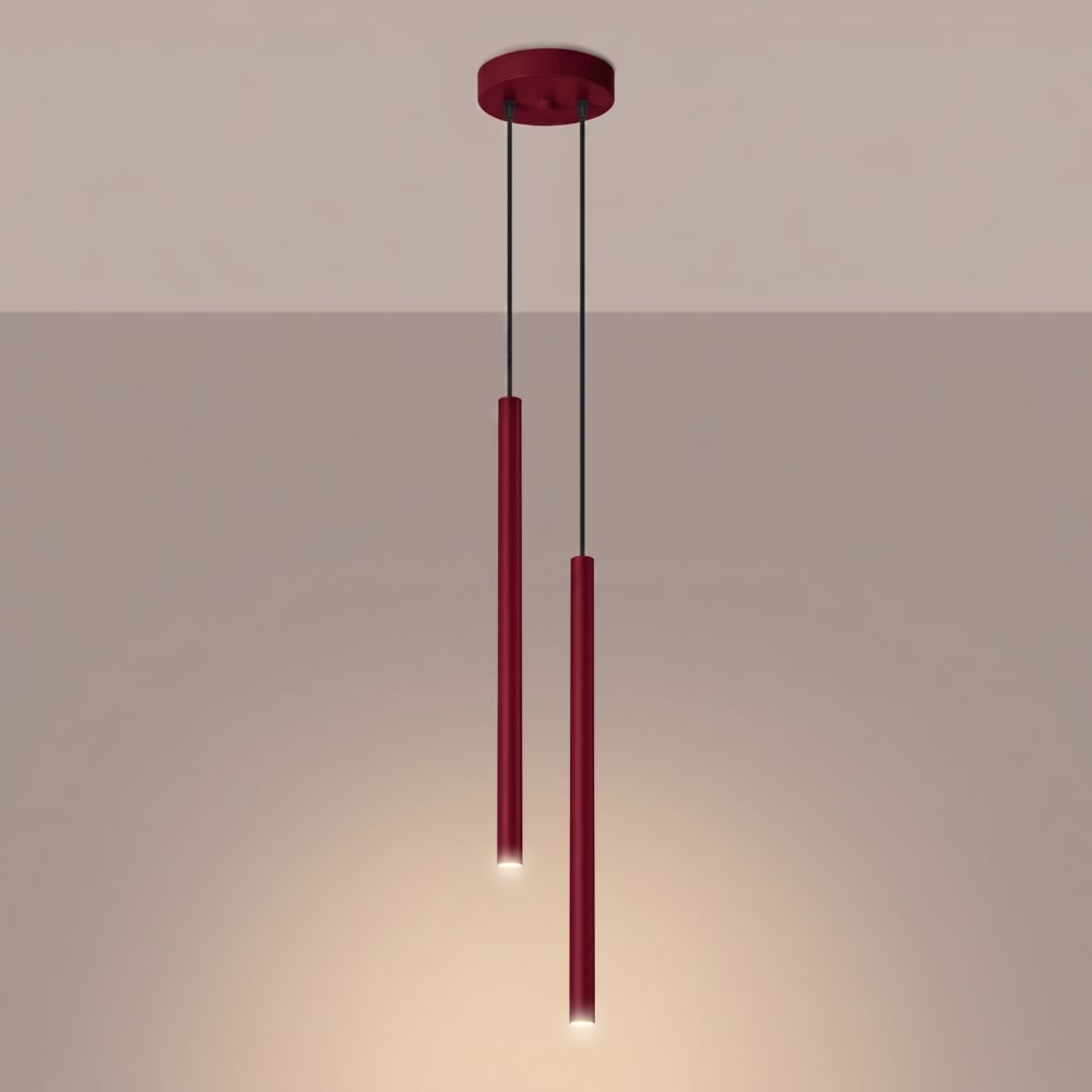 Lampe suspendues acier bordeaux h 118 cm — vue 4