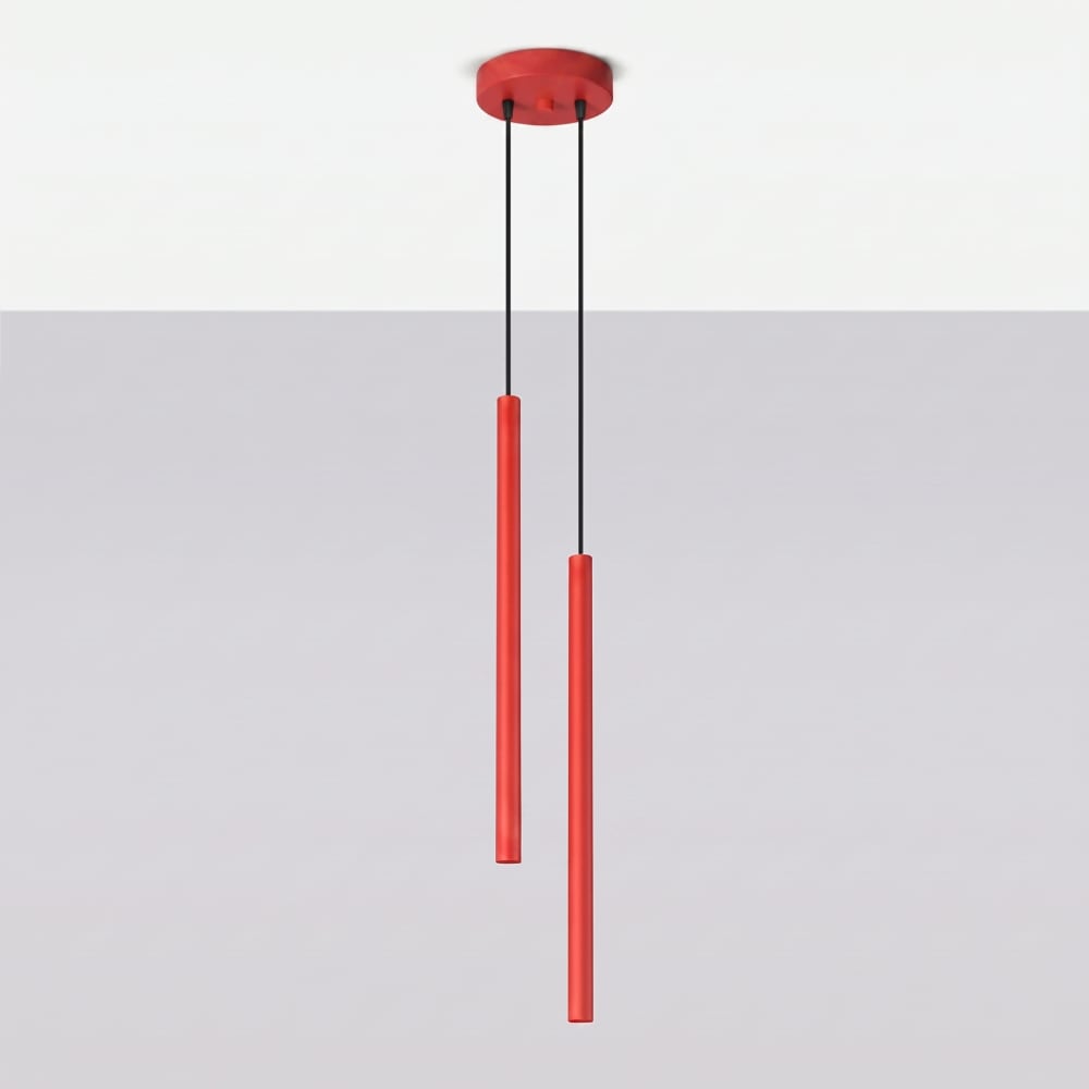Lampe suspendues acier rouge h 118 cm — vue 3