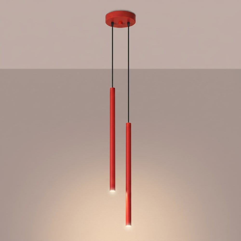 Lampe suspendues acier rouge h 118 cm — vue 4