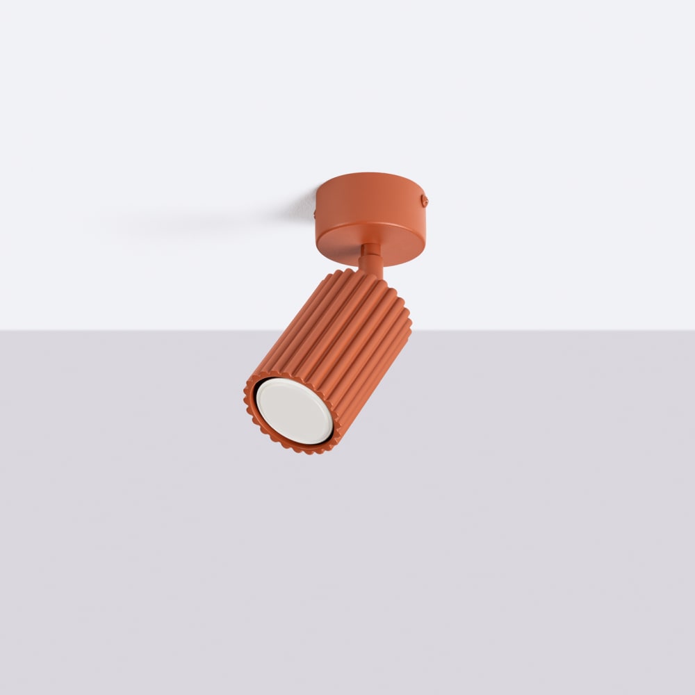 Plafonniers aluminium ocre rouge h 18 cm — vue 3
