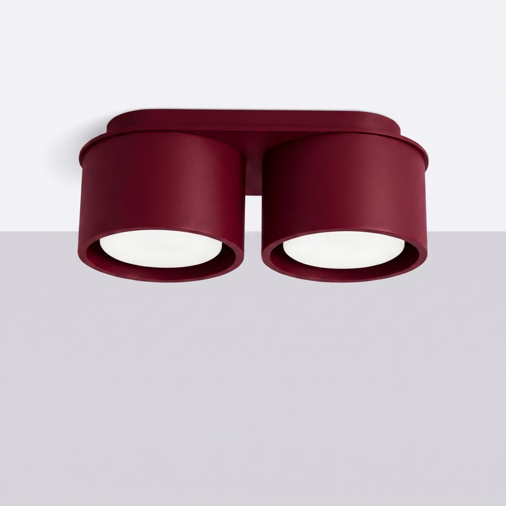 Plafonniers aluminium bordeaux h 8 cm — vue 3