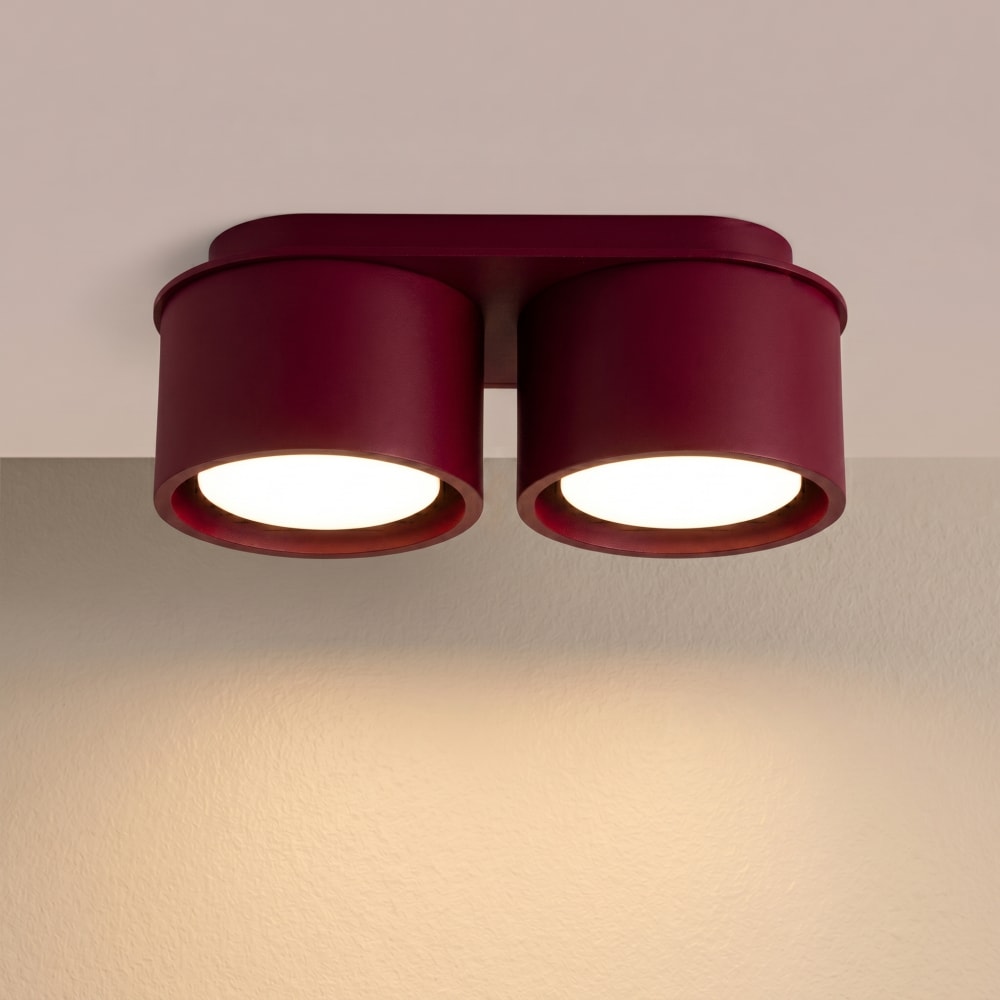 Plafonniers aluminium bordeaux h 8 cm — vue 4
