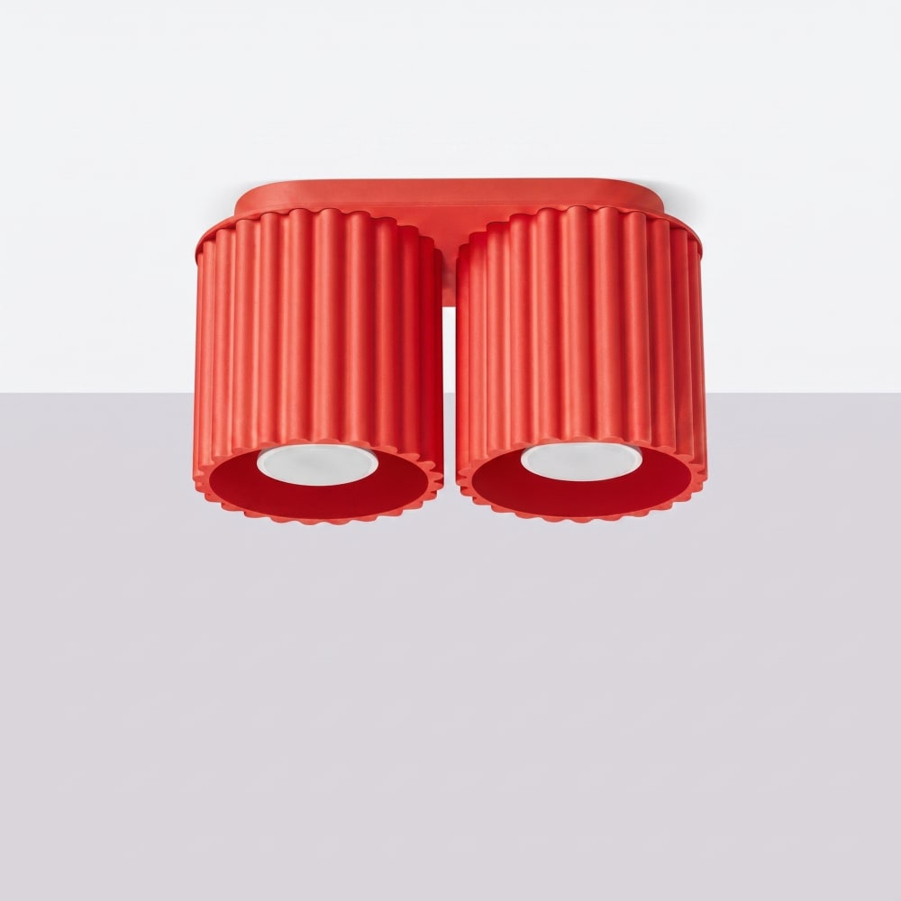 Plafonniers aluminium rouge h 12 cm — vue 3