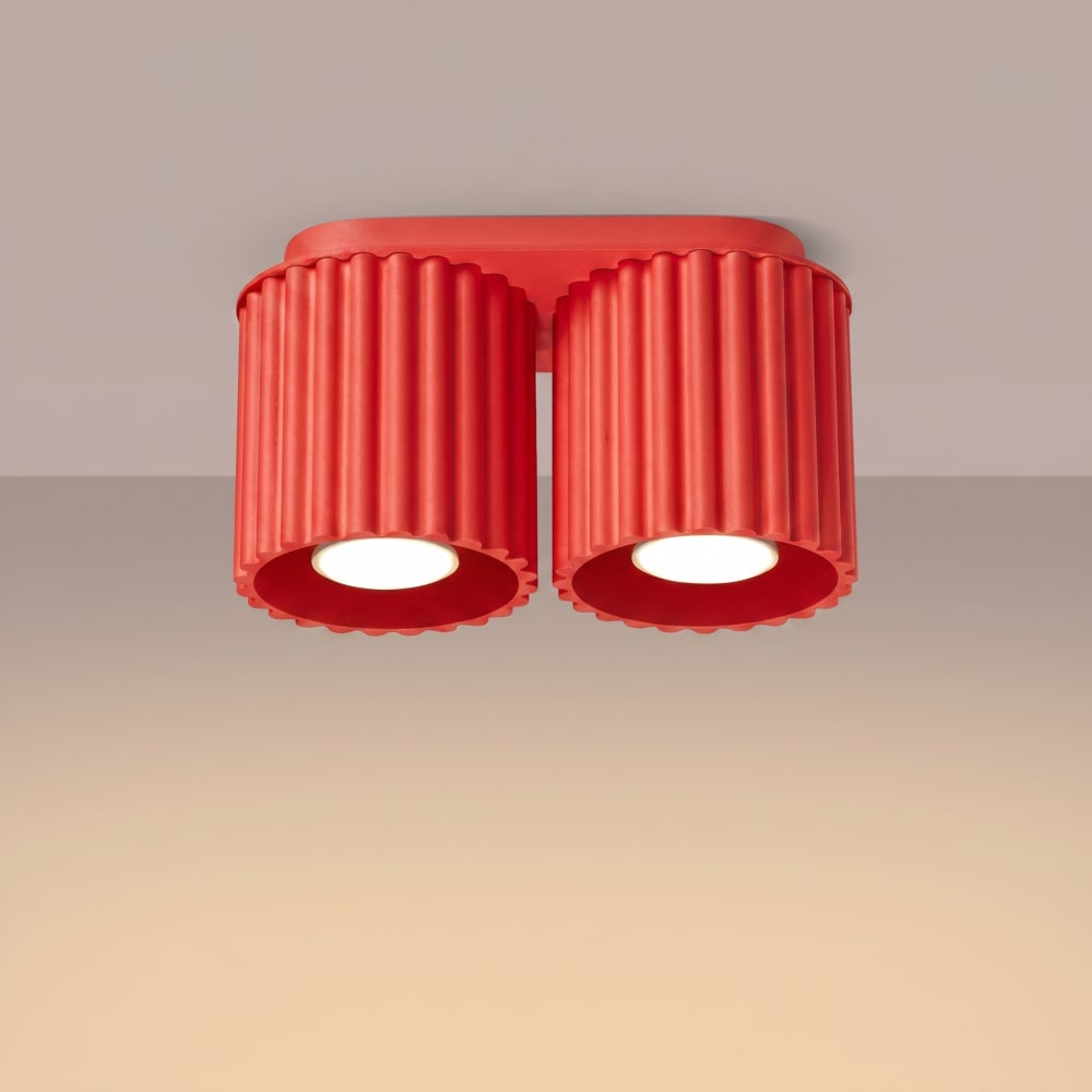 Plafonniers aluminium rouge h 12 cm — vue 4