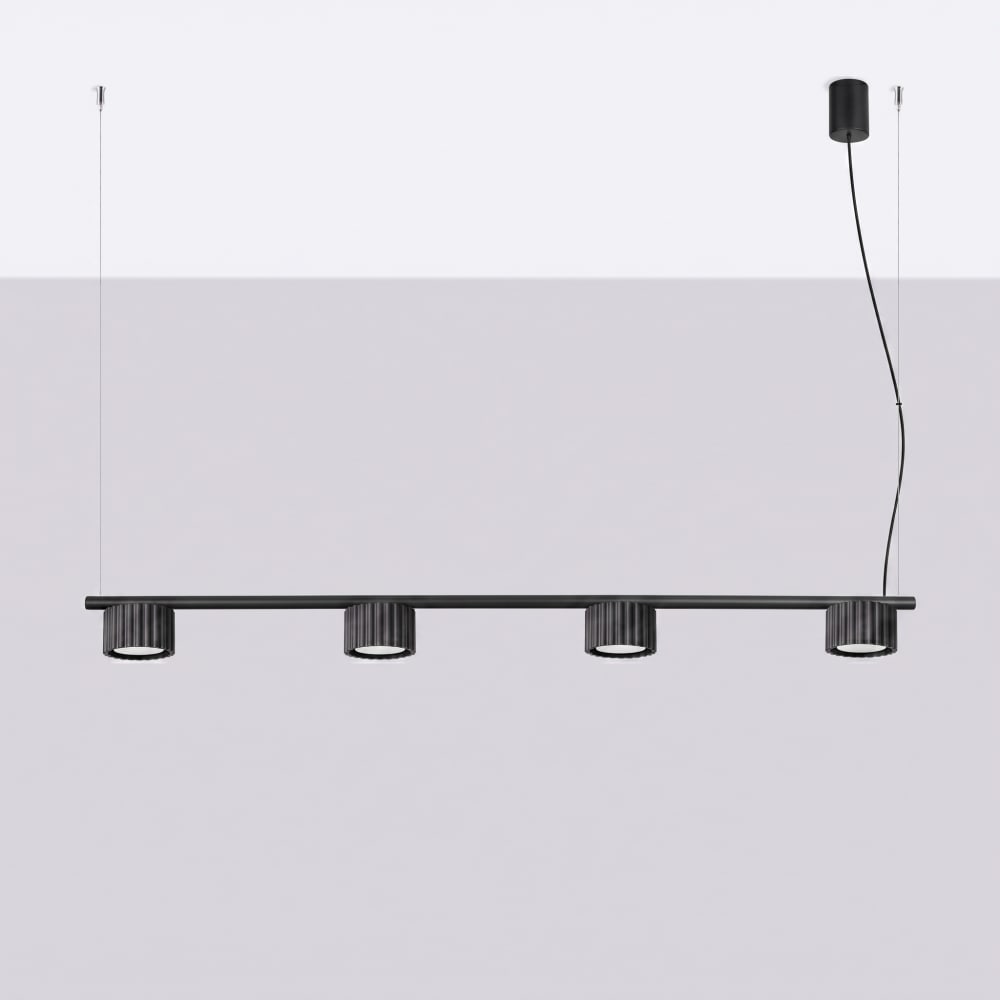 Lustres aluminium noir h 208 cm