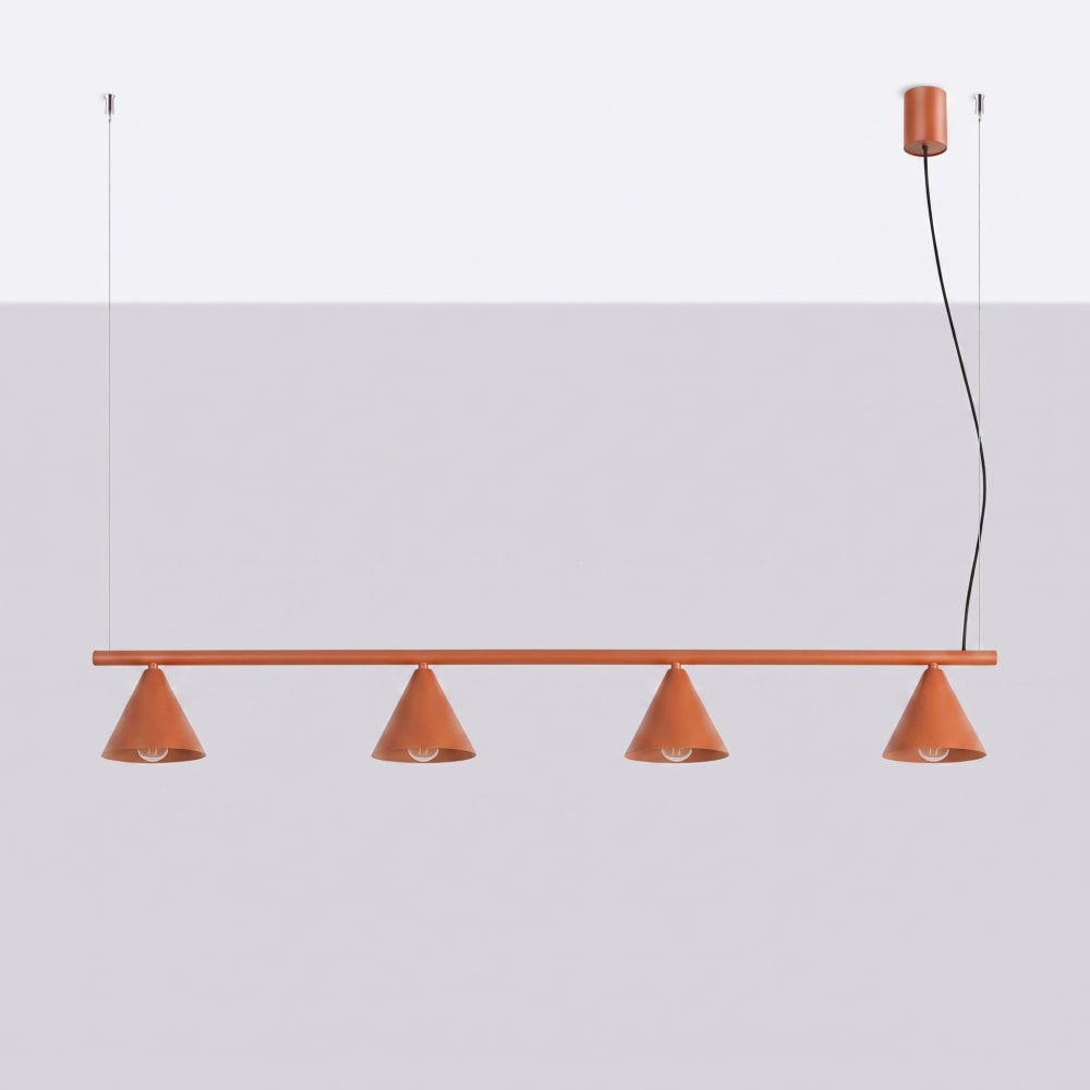 Lustres acier ocre rouge h 215 cm
