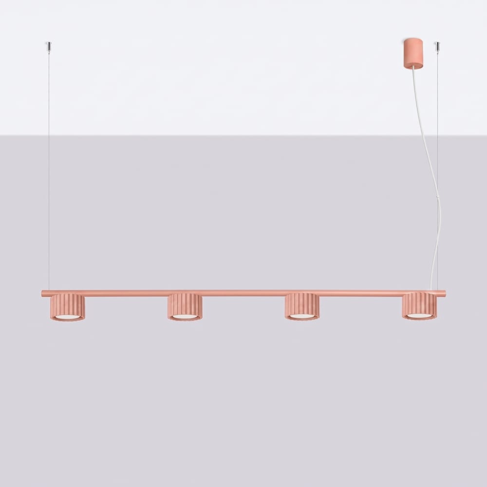 Lustres aluminium pêche h 208 cm