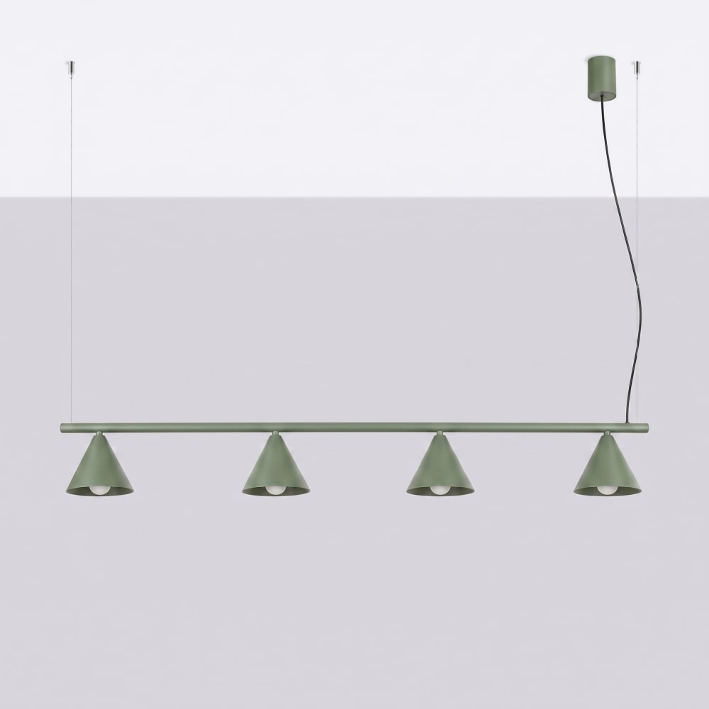Lustres acier vert olive h 215 cm