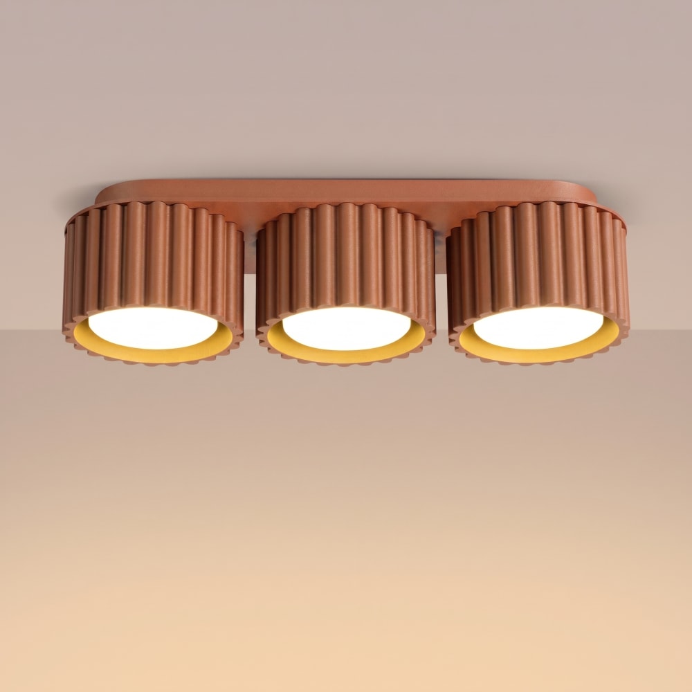 Plafonniers aluminium ocre rouge h 8 cm — vue 4