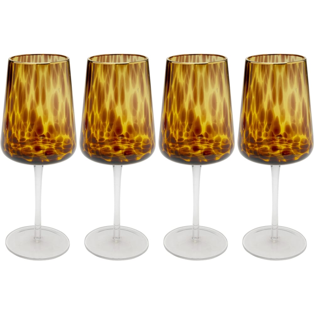 Lot de 4 - verre à vin en verre marron