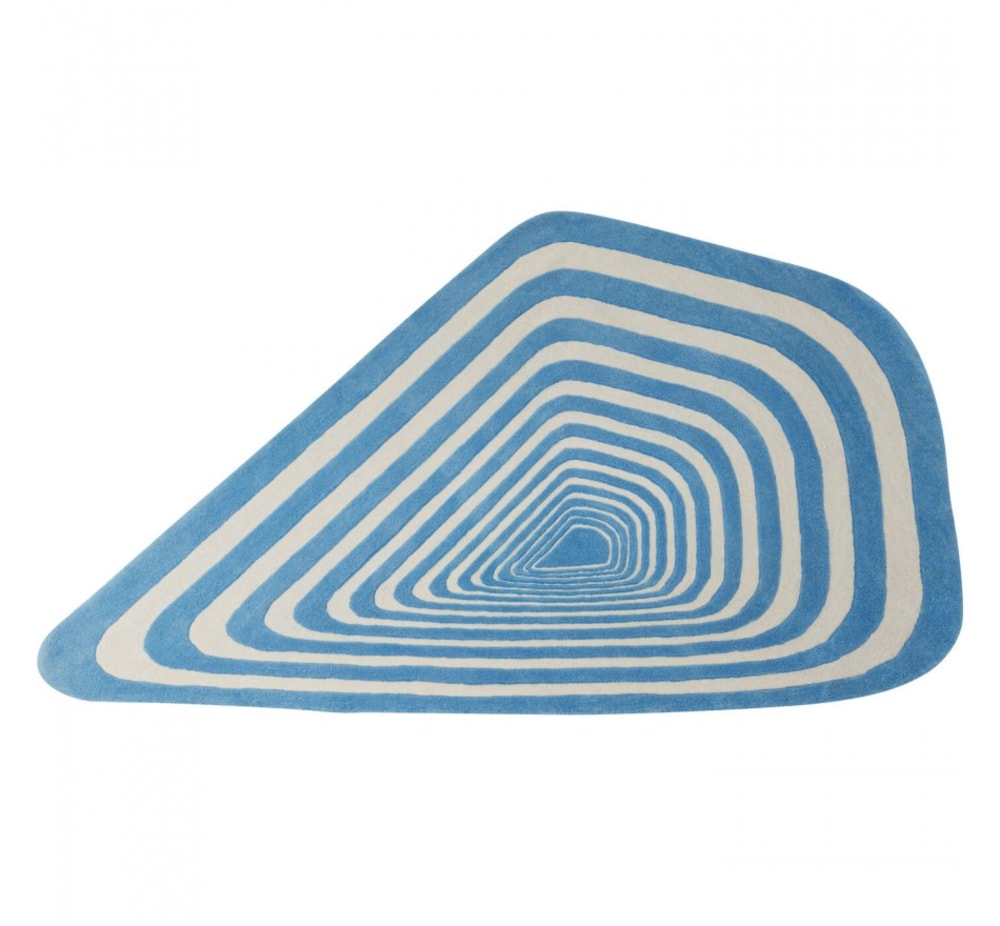 Tapis en laine bleue et blanche 240x170