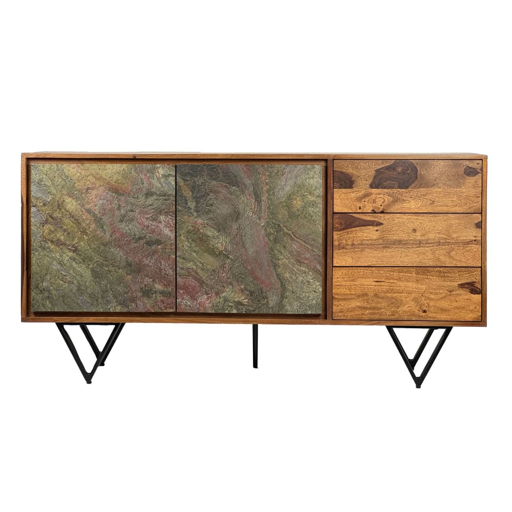 FineBuy Sideboard aus Massivholz, 150 cm braun style modern - -
