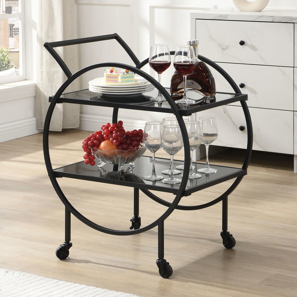 Servierwagen aus Glas, schwarz - Maisons Du Monde