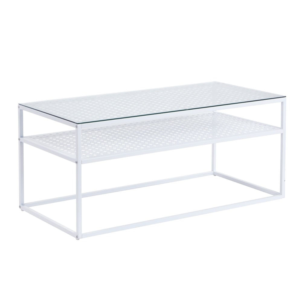 FineBuy Couchtisch aus Glas, 100 cm weiß style modern - Glas