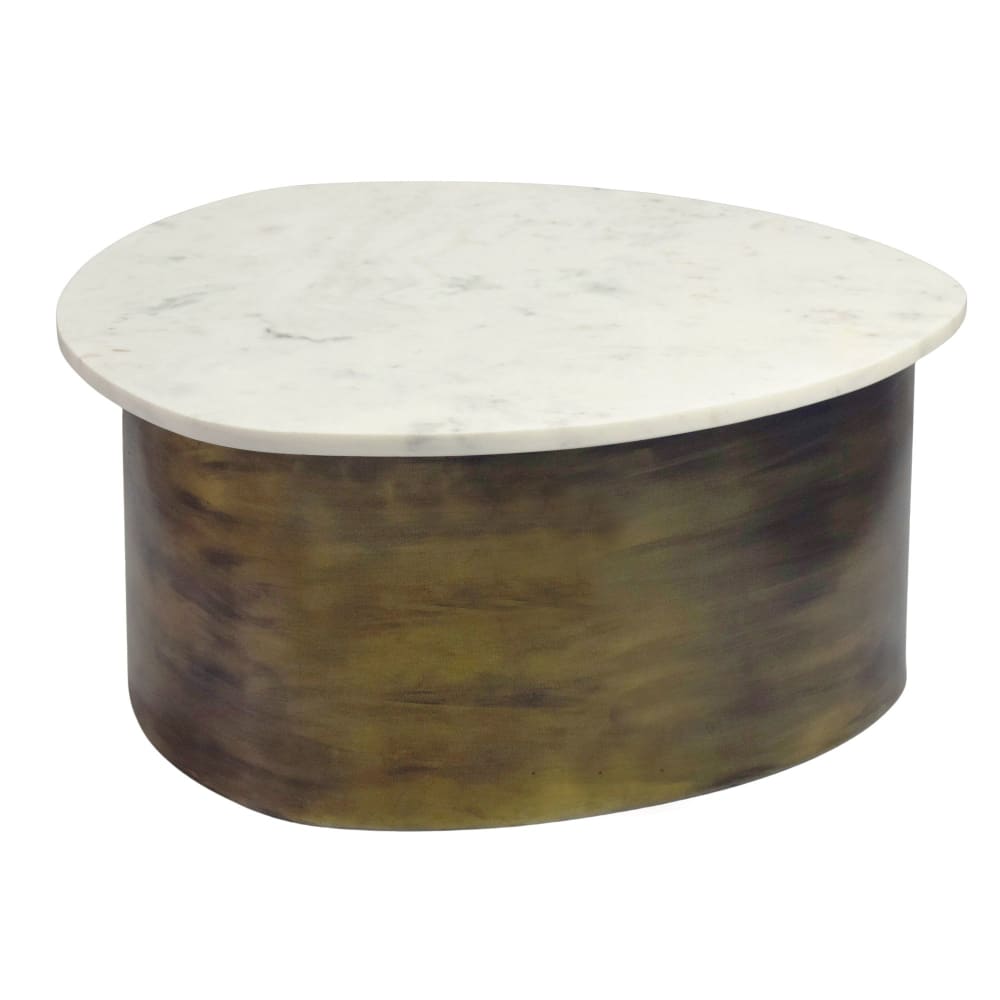 FineBuy Couchtisch aus Marmor & Aluminium, gold style modern - Marmor