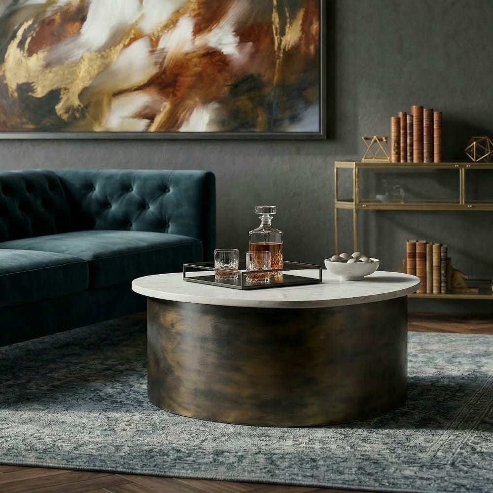 Couchtisch aus Marmor & Aluminium, gold - Maisons Du Monde