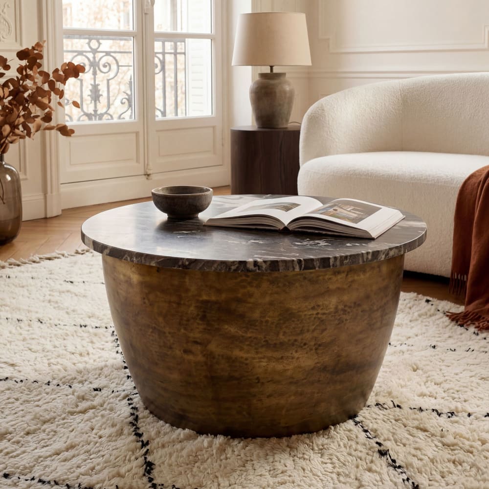 Couchtisch aus Metall & Marmor, gold - Maisons Du Monde