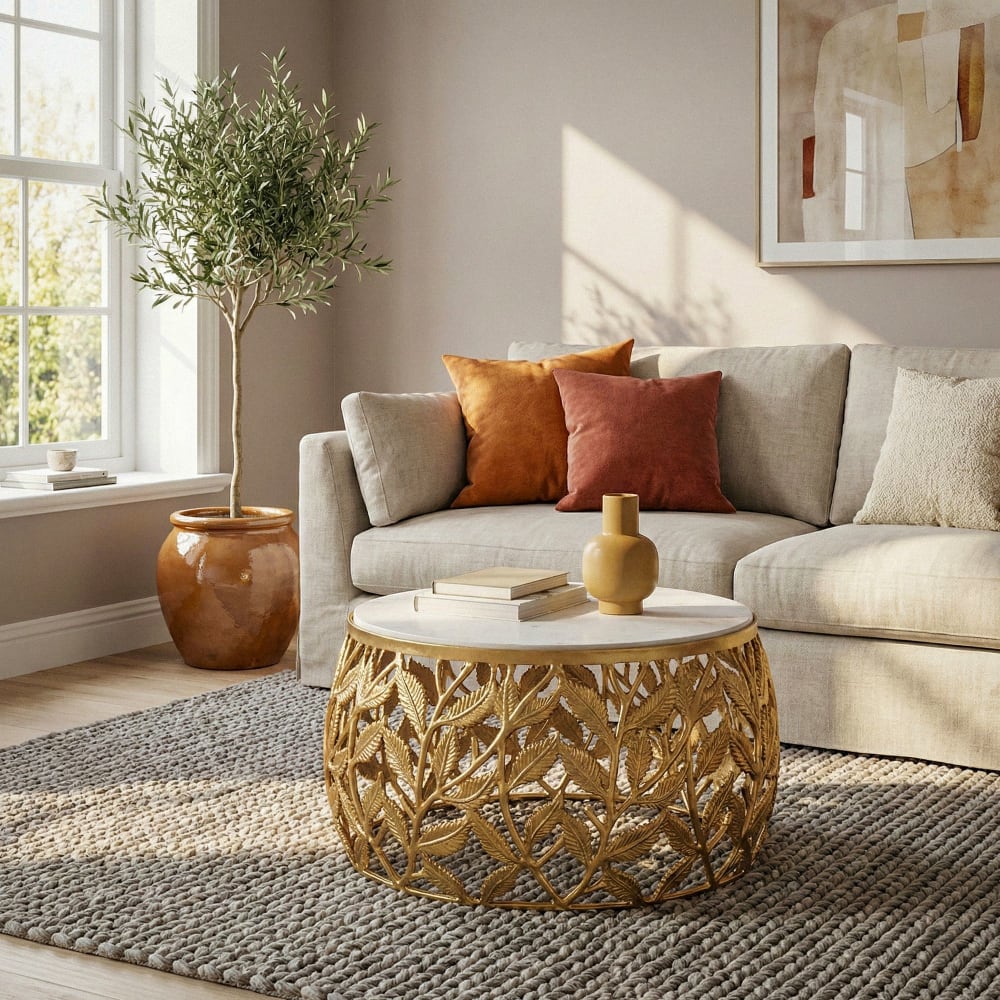 Couchtisch aus Marmor, 60 cm gold - Maisons Du Monde