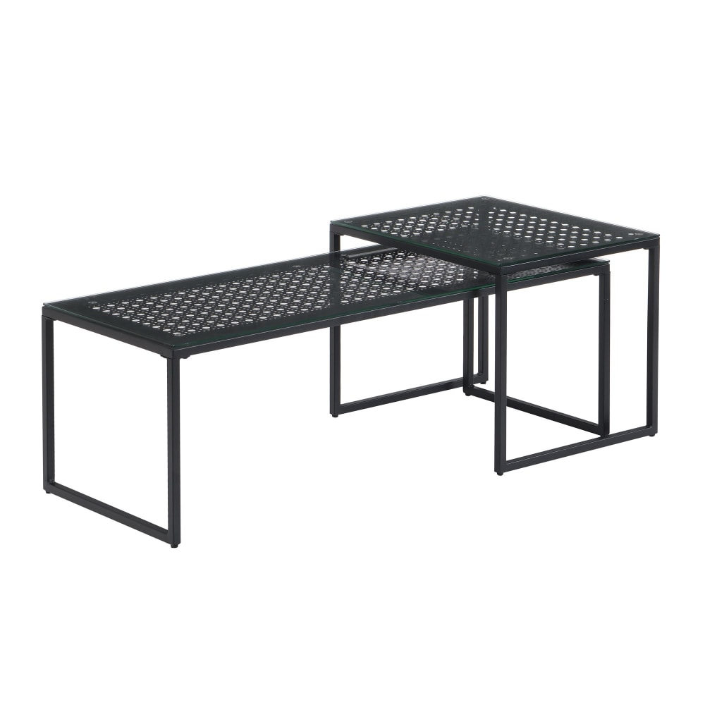 FineBuy Satztisch aus Glas Metall, schwarz style modern - Glas