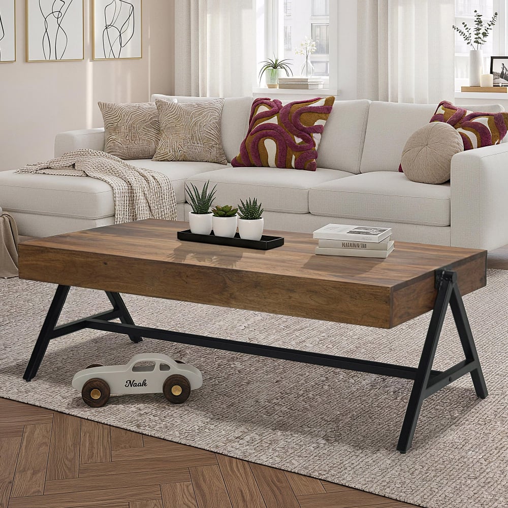 Couchtisch aus Sheesham Massivholz, 120 cm braun - Maisons Du
