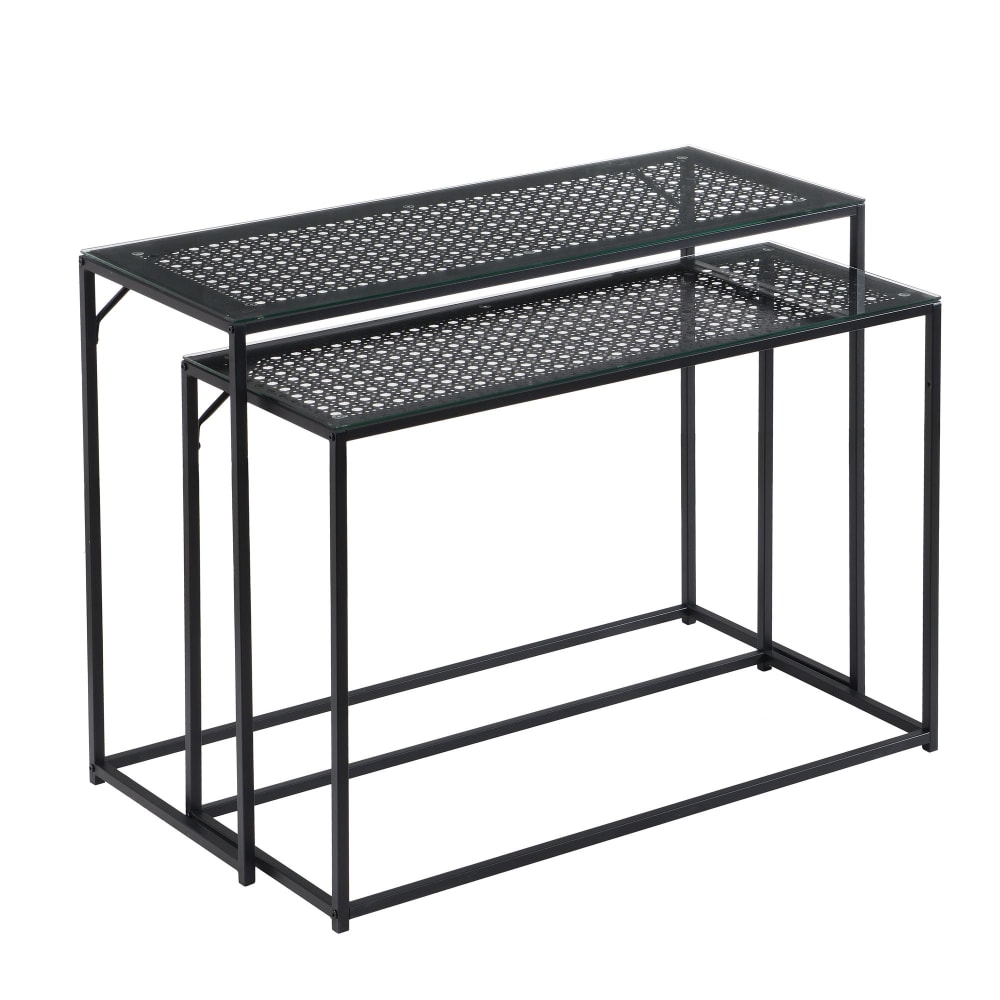 FineBuy 2er Set Konsolentische aus Glas Metall, schwarz style modern - Glas