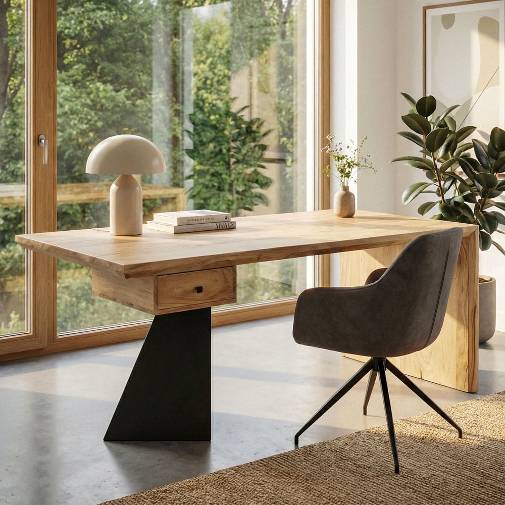 Schreibtisch aus Massivholz, 180 cm braun - Maisons Du Monde