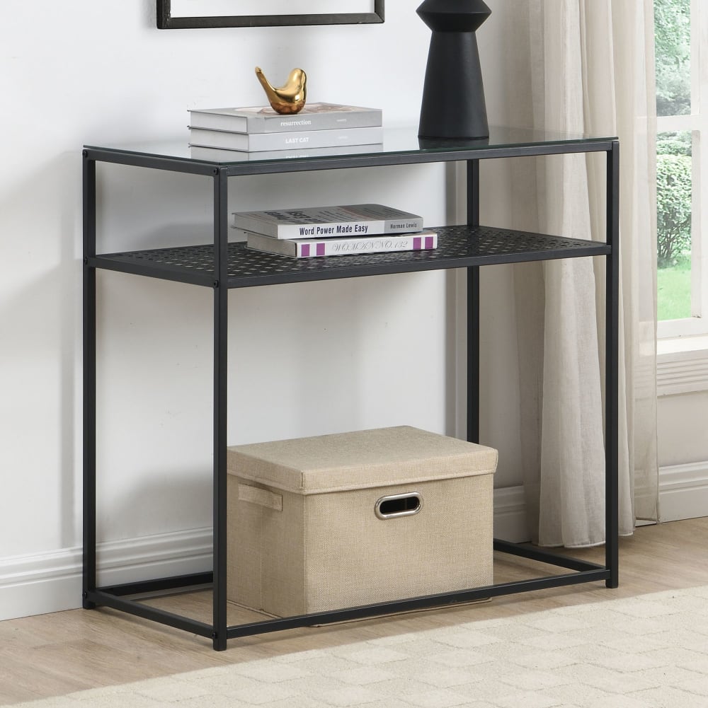 Konsolentisch aus Glas Metall, 80 cm schwarz - Maisons Du Monde