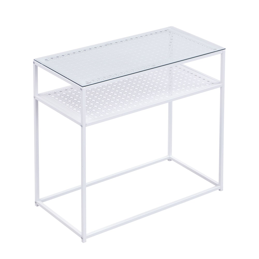 FineBuy Konsolentisch aus Glas Metall, 80 cm weiß style modern - Glas
