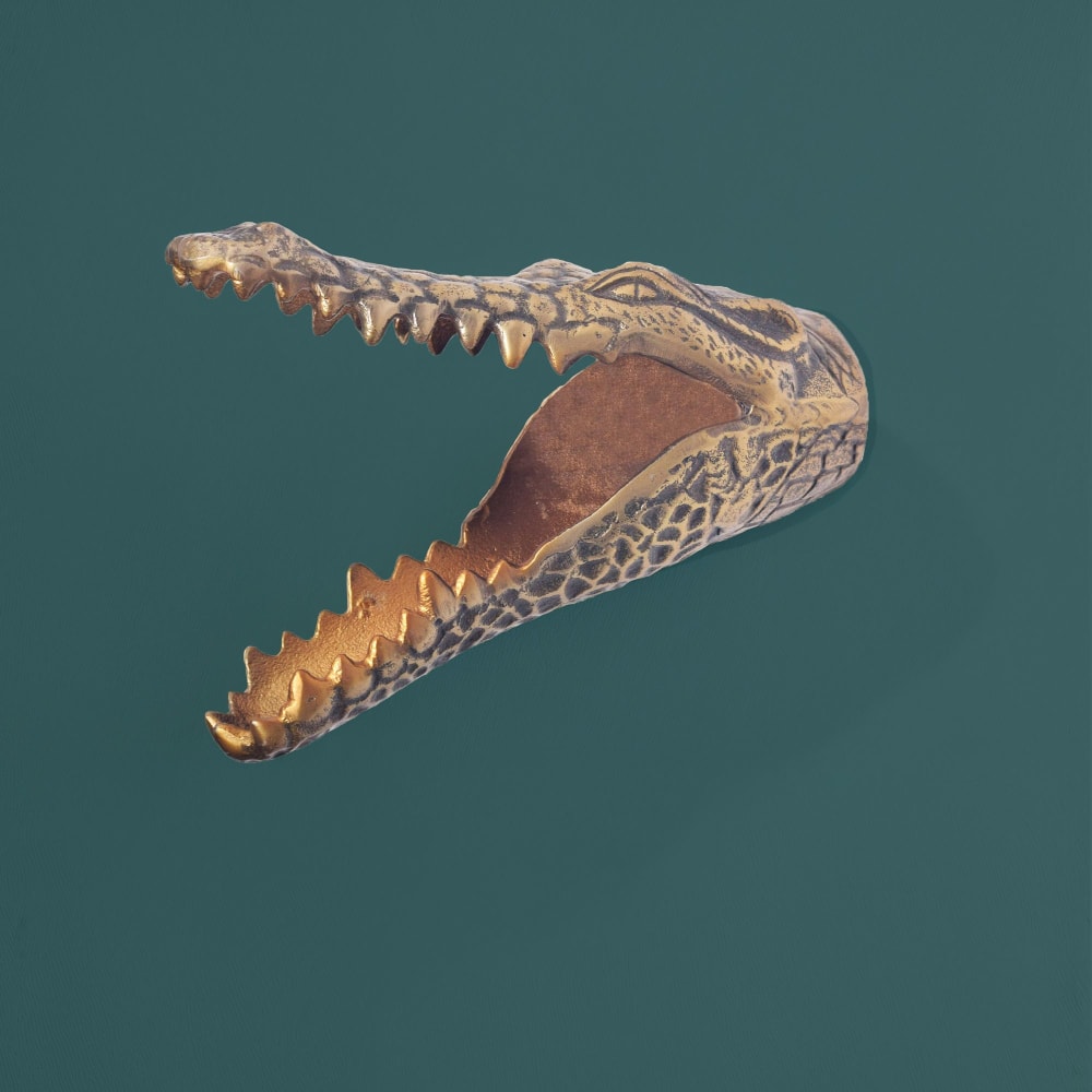 Wanddekoration Krokodil aus Aluminium, goldfarben - Maisons Du