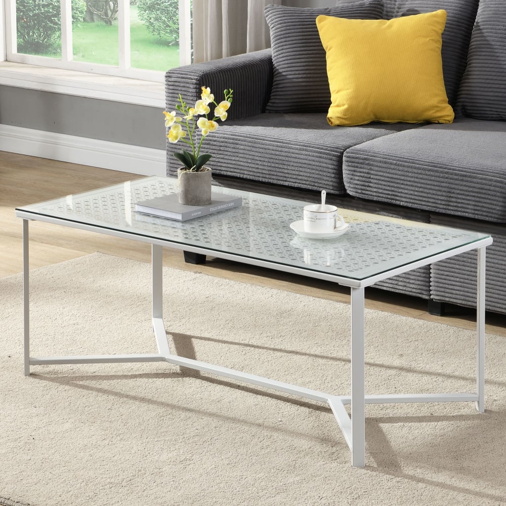 Couchtisch aus Glas, 100 cm weiß - Maisons Du Monde