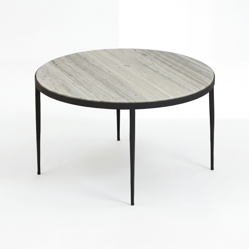 FineBuy Couchtisch aus Metall & Marmor, weiß style modern - Marmor