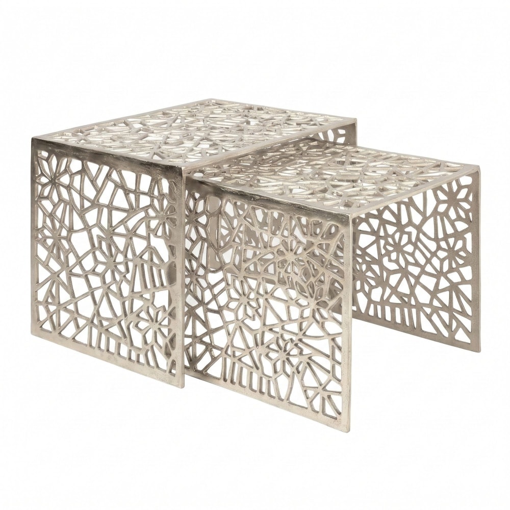 Table gigogne en aluminium, argenté