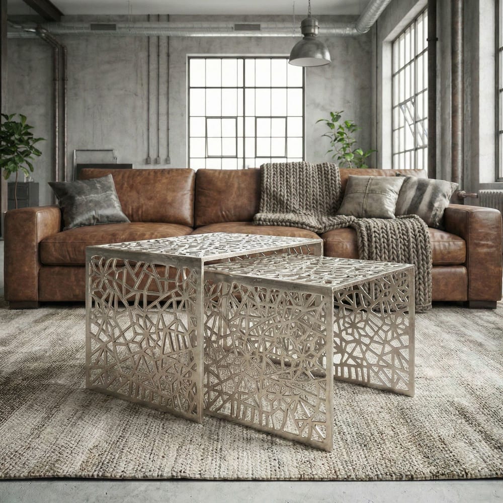 Satztisch aus Aluminium, silber - Maisons Du Monde