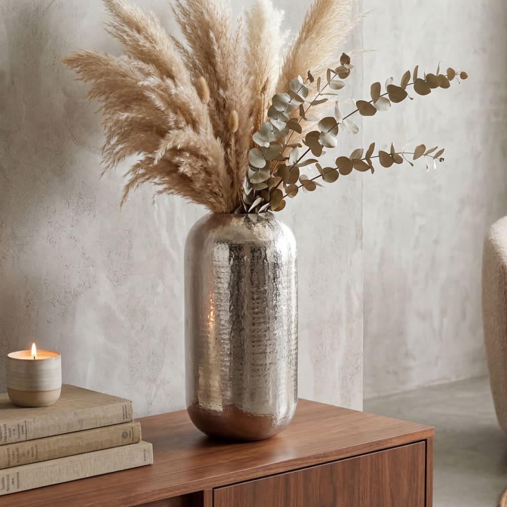 Bodenvase aus Aluminium, 45 cm silber - Maisons Du Monde