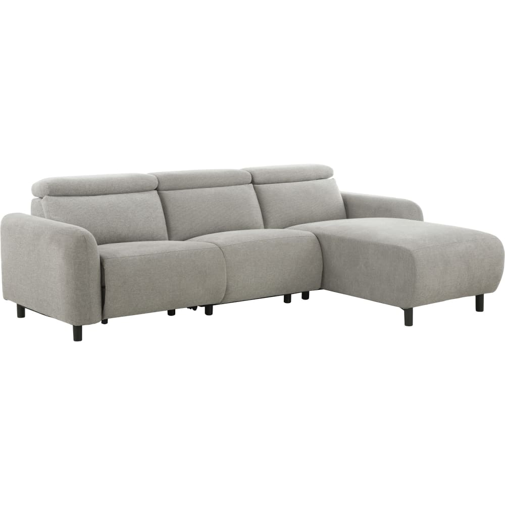 Canapé relax manuel 3 places méridienne d en tissu gris clair