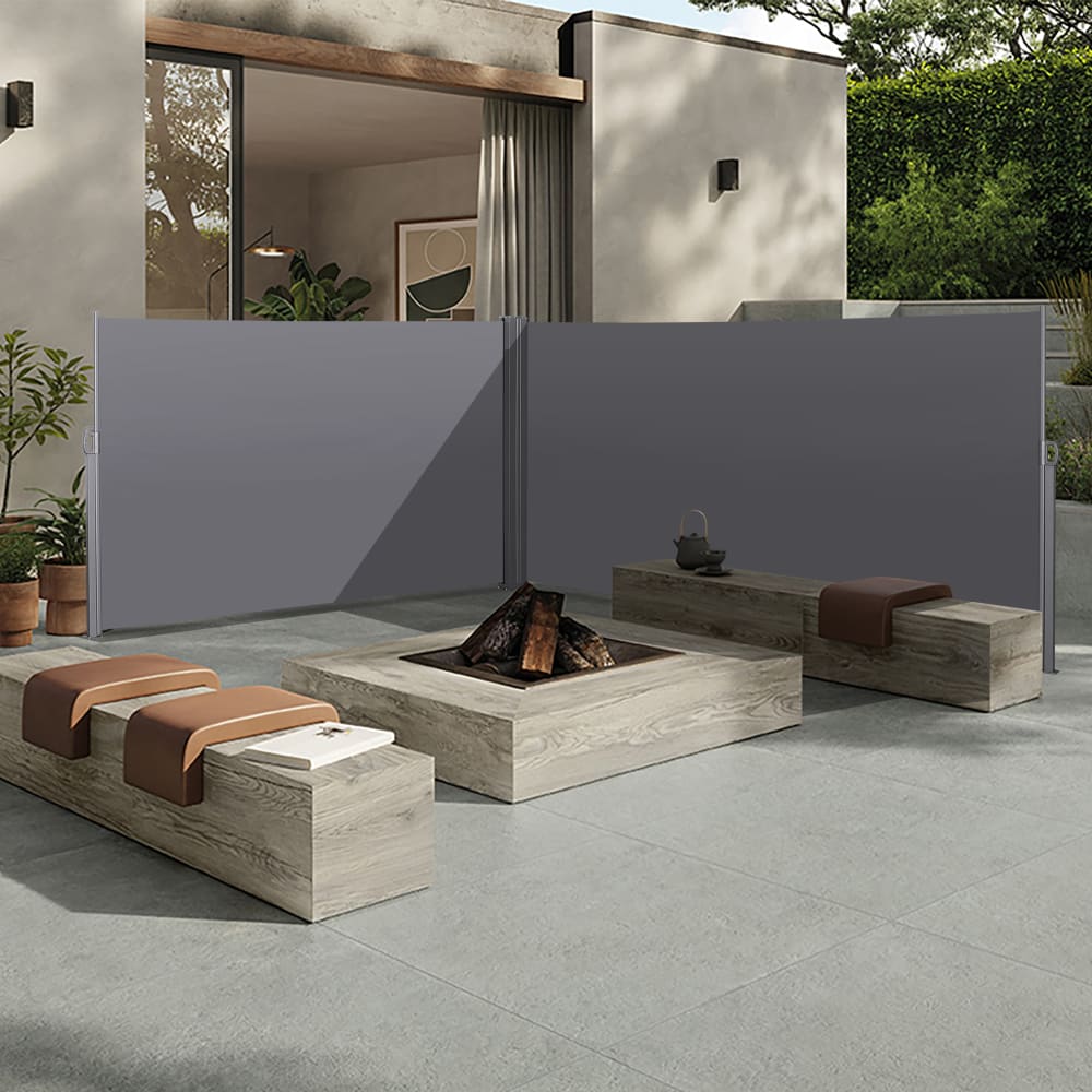 Seitenmarkise aus Aluminium ausziehbar 180x600x3 cm, dunkelgrau -