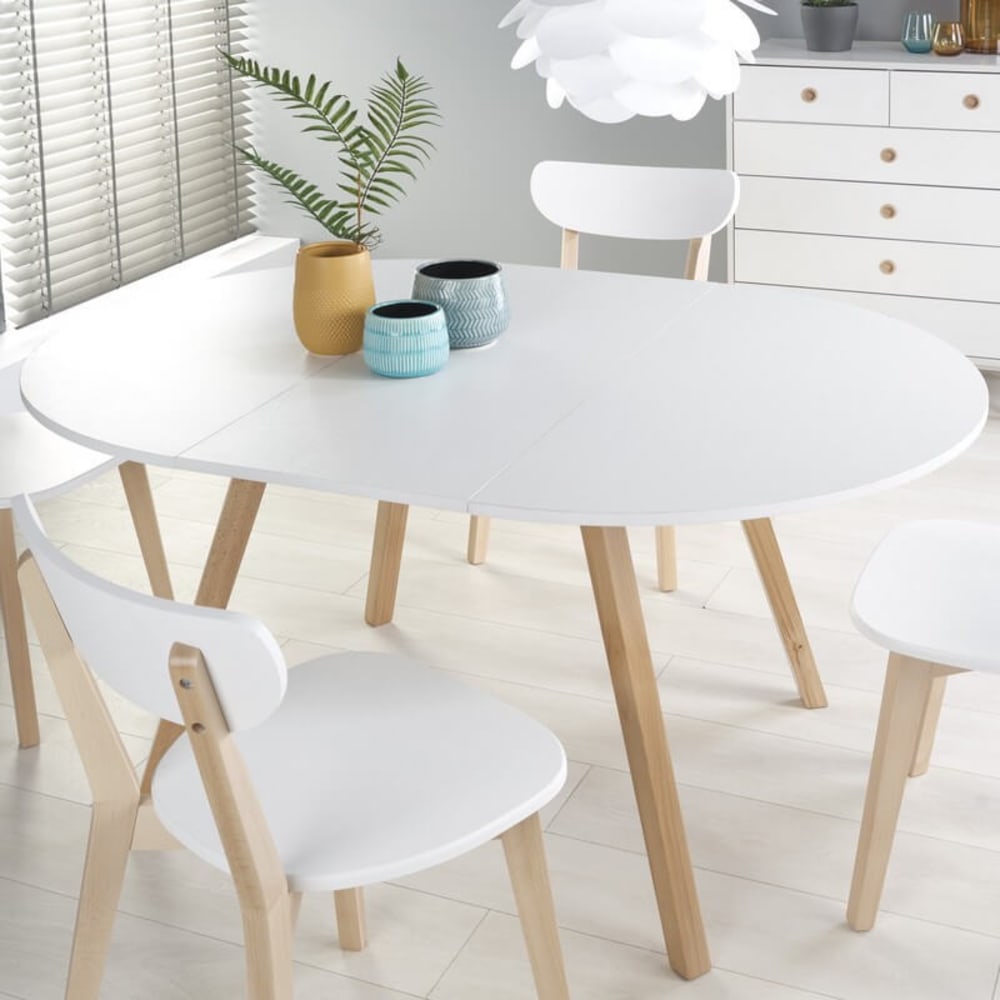 Skandinavischer runder Tisch mit Verlängerung 102 cm - Maisons Du